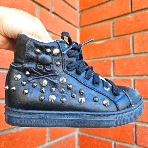 PHILIPP PLEIN Studded Leather Snow Boots kids - Picture 1 of 13